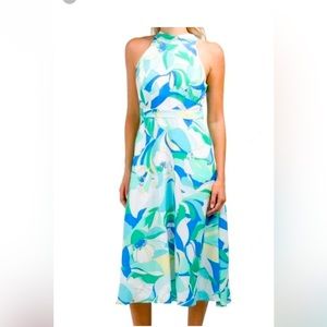 Tahari Floral Tie Neck Dress NWOT